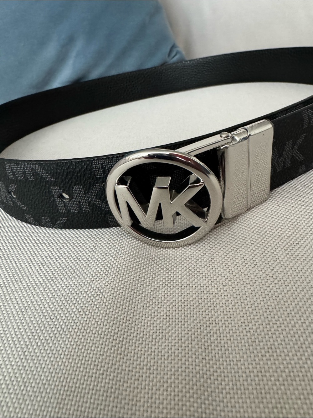 Michael Kors Signature Monogram  Belt with Silver Buckle